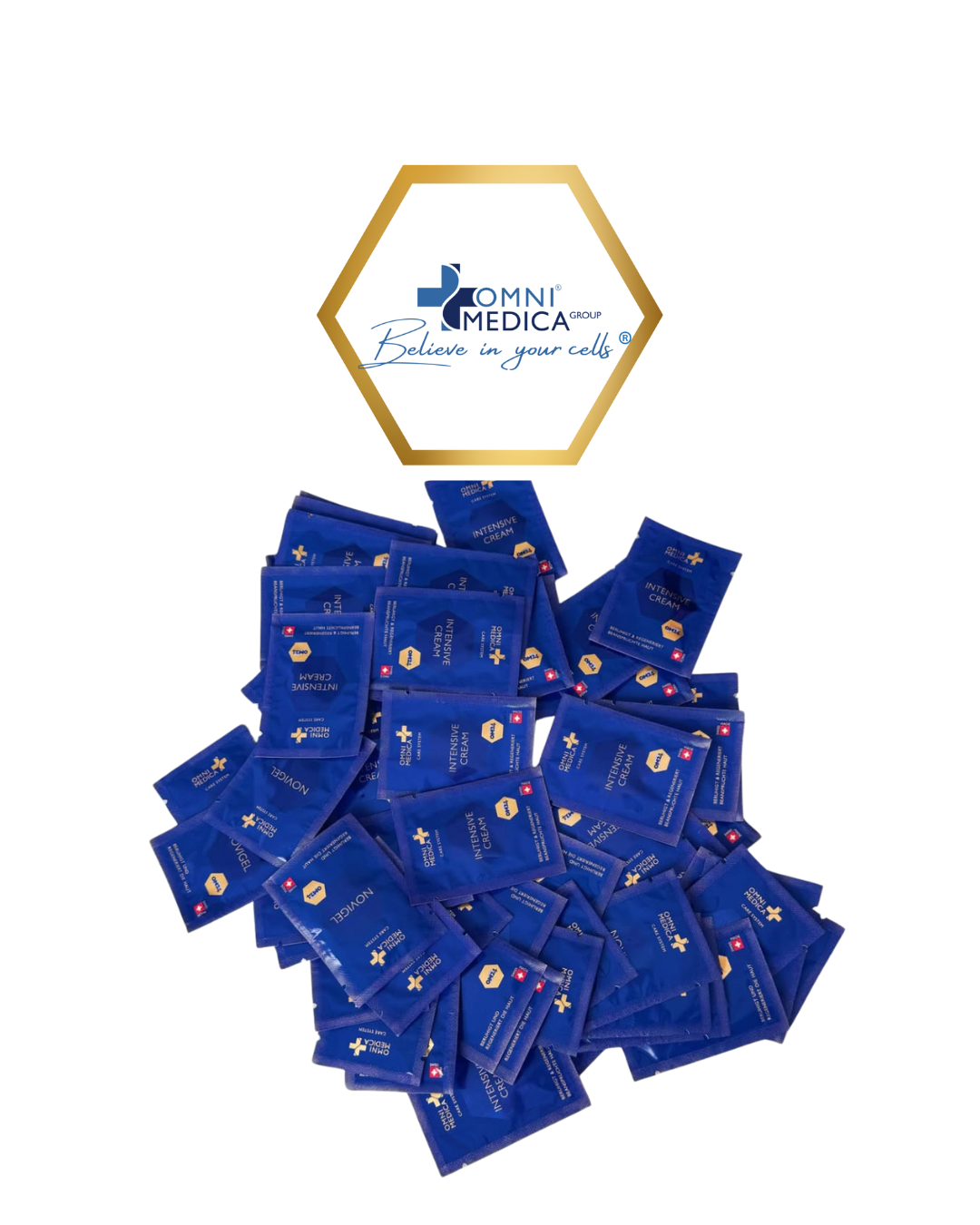 OMNIMEDICA Flyer mit 3 Sachets je 2 ml