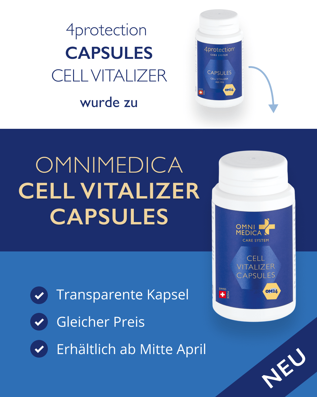 CELL VITALIZER CAPSULES mit 400mg OM24®, 50 Kapseln